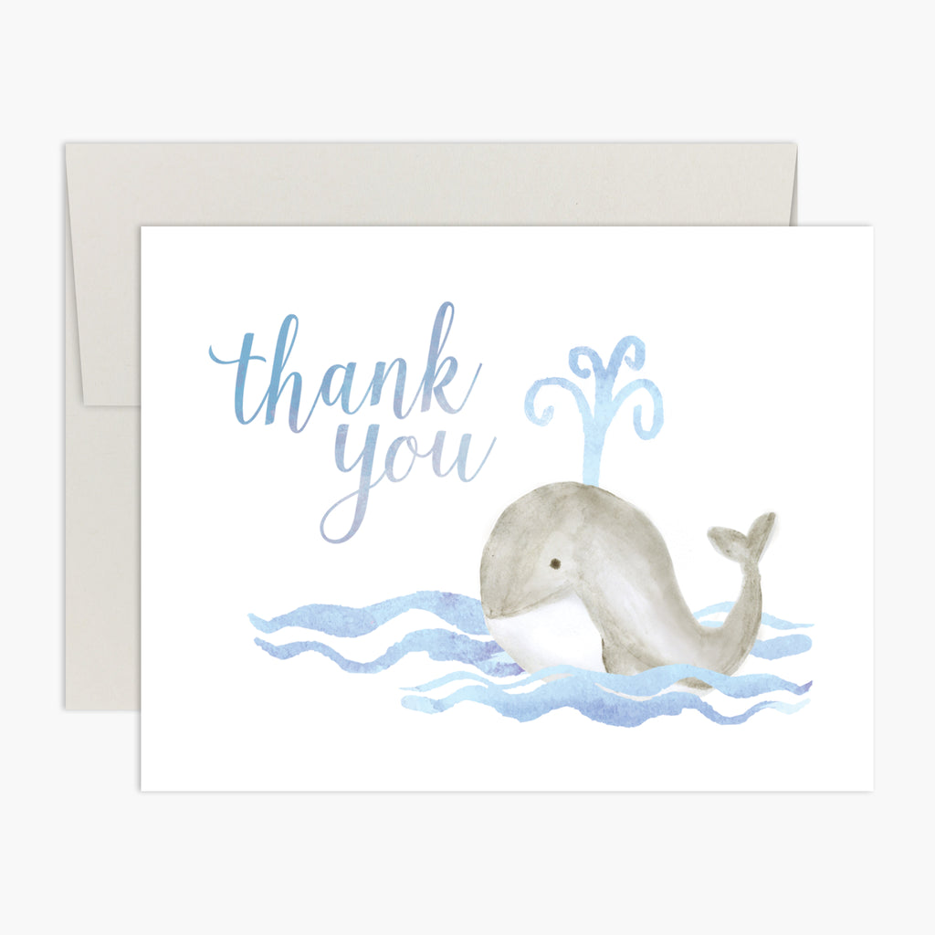 Whale, Thank You! Watercolor Baby Whale Thank You Card