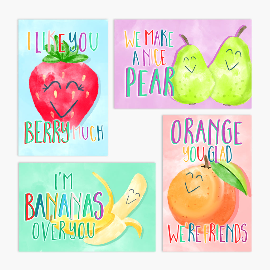 SAY HELLO with FRUIT FRIENDS Valentine Cards