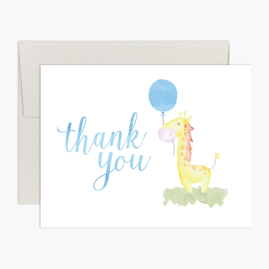 Gee, Thank You! Watercolor Baby Giraffe Thank You Card