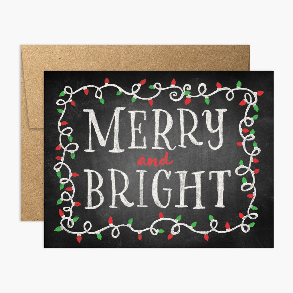 Merry & Bright Chalk Lights Holiday Card