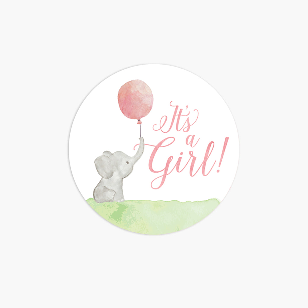 Baby Shower Party Stickers: Set of 24 Baby Elephant Stickers