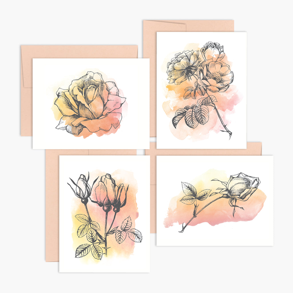 Sunset Floral Watercolor Everyday Card Set
