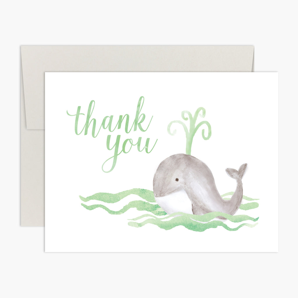 Whale, Thank You! Watercolor Baby Whale Thank You Card
